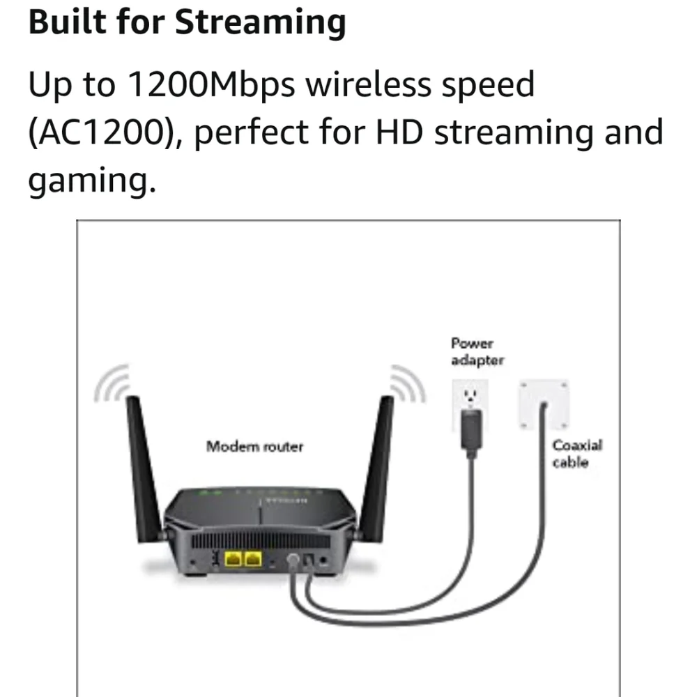 NETGEAR AC1200 Dual Band Cable Modem WiFi Router - Picture 3 of 8
